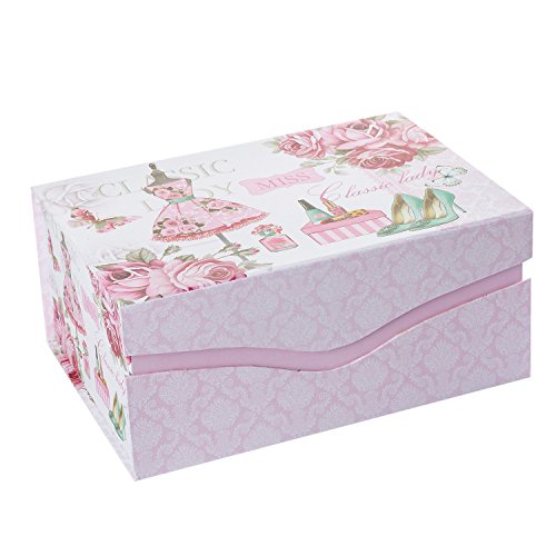 Coffee Tea Cup and Saucer Set 2 Shabby Chic Vintage Flora Porcelain Set Gift Box (Pink Classic Lady)