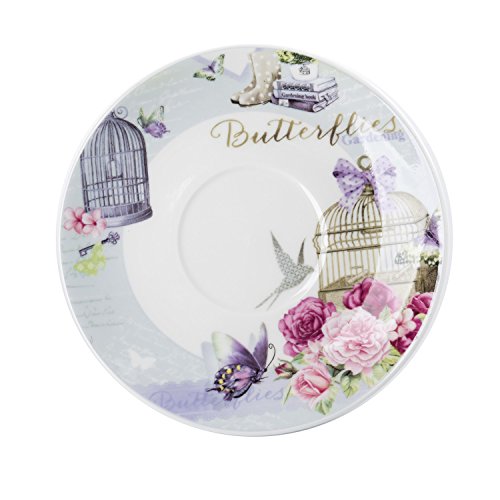 Coffee Tea Cup and Saucer Set 2 Shabby Chic Vintage Flora Porcelain Set Gift Box (Lalic Summer Garden)