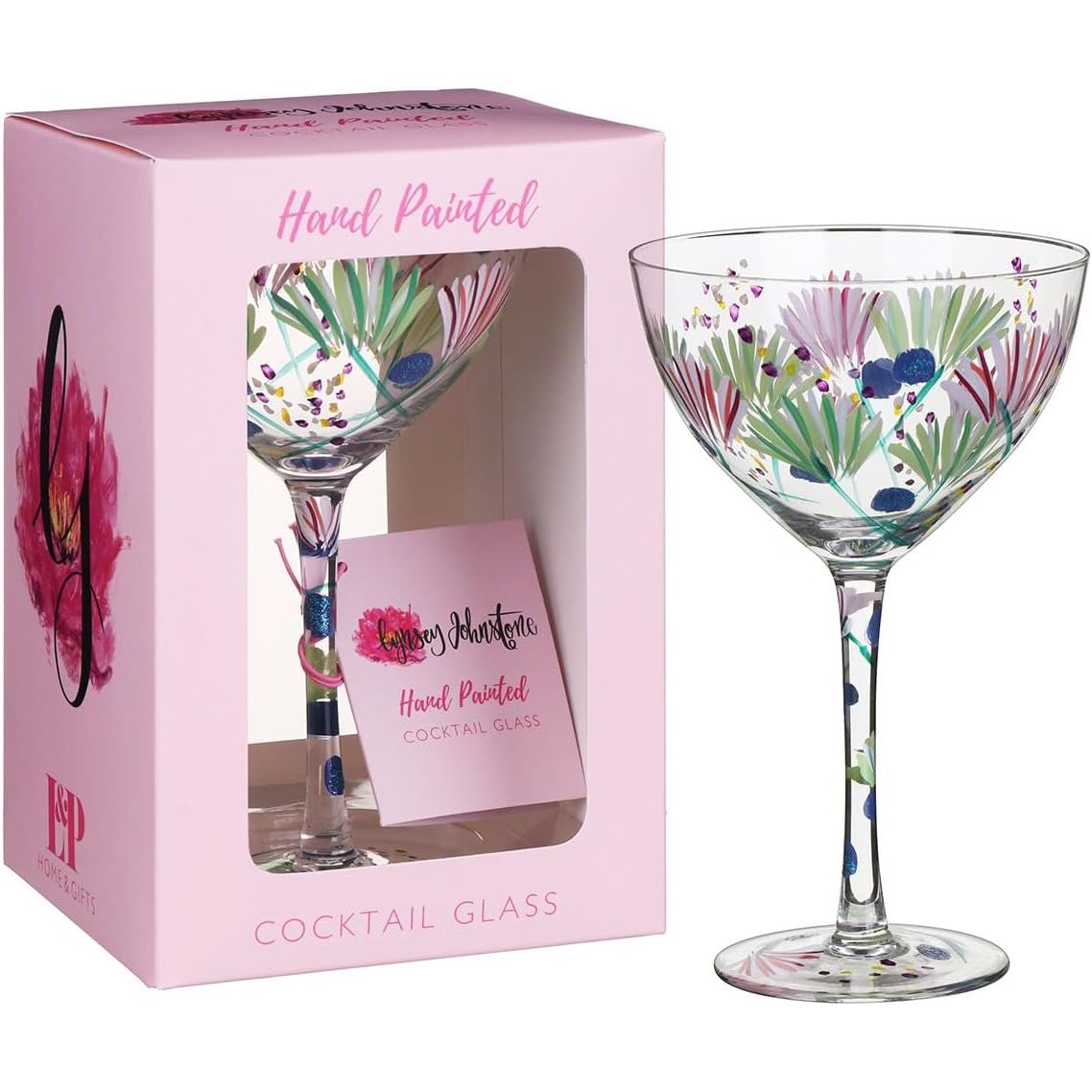 Lesser & Pavey British Designed Cocktail Glass | Glasses with a Variety of Use Including Margarita, Espresso Martini Glass | Meadow Thistle Cocktail Glasses for Home or Events - Lynsey Johnstone