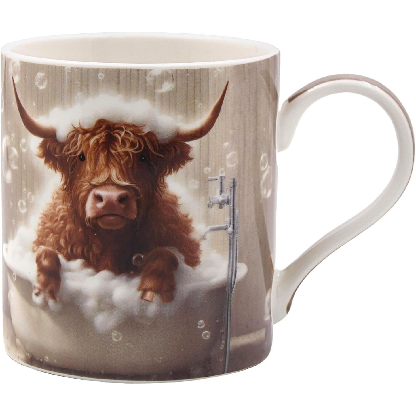 Highland Cow Bubble Bath Mug for Hot & Cold Drinks | Fine China Tea and Coffee Cups for Home & Office | Comfortable & Easy-to-Hold Coffee Mugs for Beverages & Daily Use