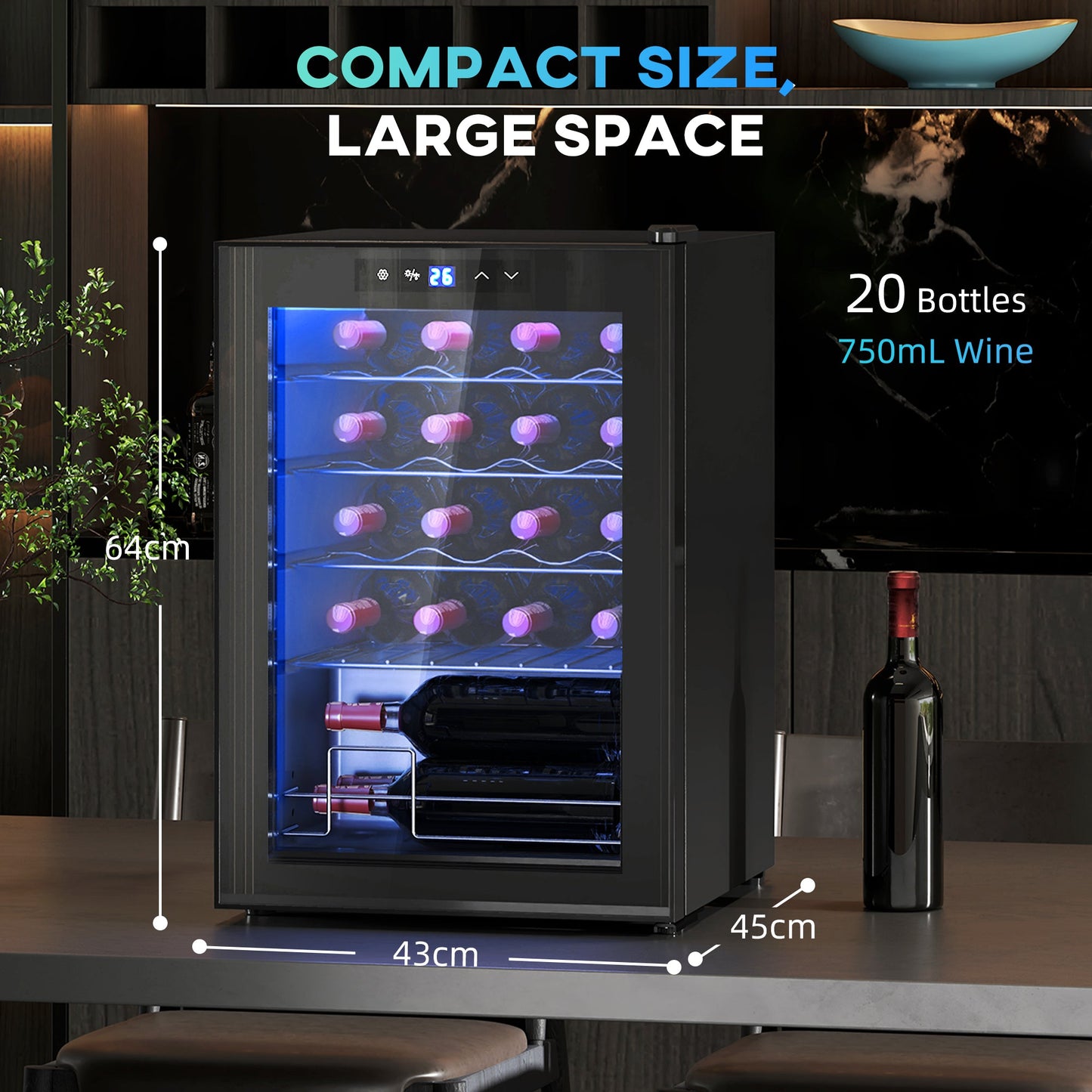 HOMCOM 20 Bottle 5-18 Black