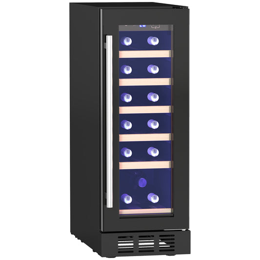 HOMCOM 19 Bottle 5-18\'e2\'84\'83 Wooden Rack Wine Fridge - Black